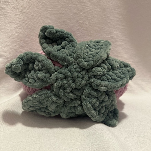 Handmade crochet heart flower pillow - Picture 3 of 4